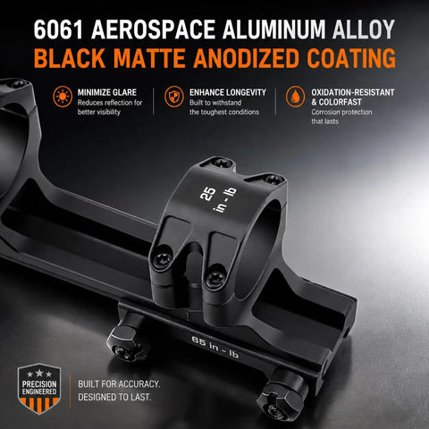 Rugged 30mm Picatinny Cantilever Scope Mount for Precision Rifles, 1.43 Inch Center Height, CNC Machined 6061 T6 Aluminum