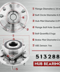 Front Or Rear Wheel Hub Bearing Assembly Fits 2010 2017 Buick LaCrosse Regal 2010 2017 Chevrolet Equinox with dimensions and features labeled.