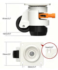 Heavy Duty Leveling Casters With Knurled Ratchet Handle, 2200 Lb Load Capacity, Set Of 4 with dimensions shown