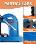 Badass Heavy Duty Manual Desktop Press Featuring 2 Ton Hand Wheel Arbor Mechanism And Reversible Plunger Stroke, detail view with machined steel anvil.