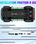 Diagram showing installation positions and sizes for Six Piece Dope Underglow Neon Accent Strip Lights With 300 LEDs RGB Multi Color.