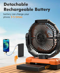 Three In One Camping Fan With Detachable Battery Built In Led Light And Hook Portable Usb Table Fan For Tent And Outdoors