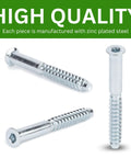 Spare DIY Furniture Screws Kit For Confirmat M7.0-2.4x60/33-35mm With 4mm Hex Recess Zinc Plated Steel Replacement Hardware Pack Of 8
