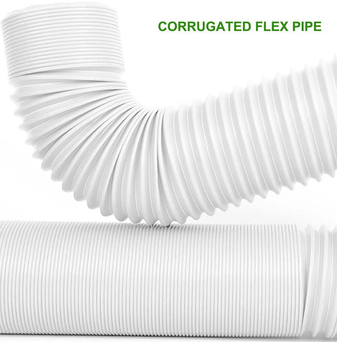 Two Pack Flexible Rain Gutter Downspout Extensions Extend From 21 To 68 Inches, Easy Install Drain Extender Kit With Screws Included, White Finish