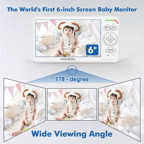 Top Shelf 6 Inch Video Baby Monitor With Ips Screen And Camera For Crystal Clear Audio And 30 Hour Battery Life Featuring Night Vision Two Way Talk And Portable Design That Is A Straight Up Game Changer showing the 6-inch display and wide viewing angle.