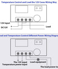Wiring diagrams for Pair Of 12V Electronic Temperature Controllers Programmable From -50 To 110 Celsius For Heating And Cooling