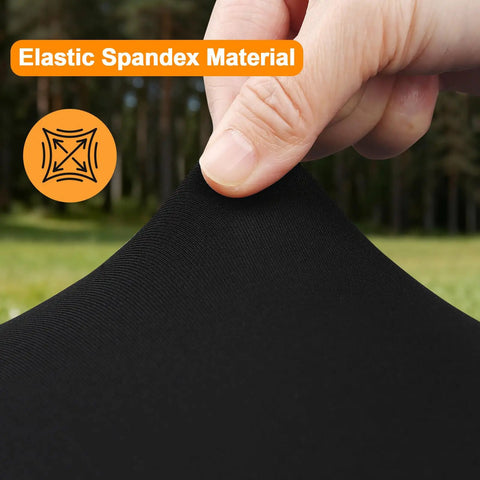 Close-up of 2 Pack Rectangle Fitted Table Covers for 6 Foot Tables 30 Inches Wide By 72 Inches Long Stretchy Black Spandex Polyester