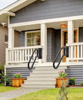 Heavy Duty 28 Inch Outdoor Handrails For 1 To 3 Step Stairs Non Slip Door Jamb Corner Mount Grab Bars U Shape Safety Handle For Garage Porch Garden Left And Right Handed installed on porch steps