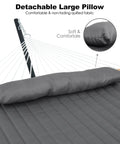 Close-up of Two Person Outdoor Hammock With Heavy Duty Steel Stand 55 Inch Double Hammock Large Removable Pillow Haze Gray