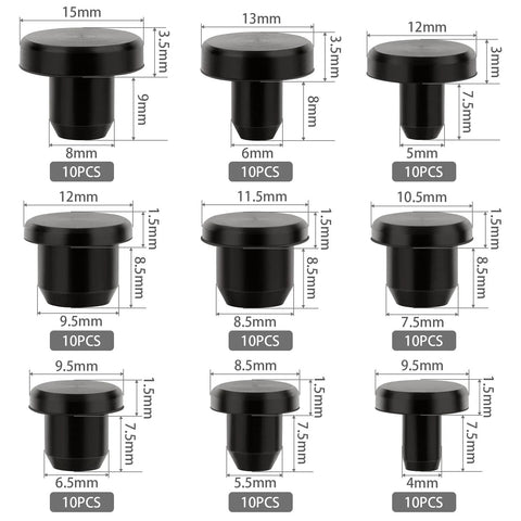 90 Pcs Silicone Rubber Hole Plugs Set In Assorted Sizes From 4mm To 9.5mm, Durable Waterproof Silicone Stopper Plugs For Bottles, Pipes