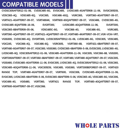List of compatible models for PA030002BK Black Burner Bowl Replacement