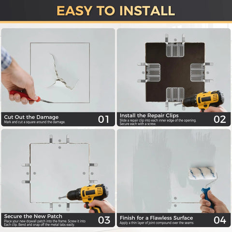 Gnarly Wall Damage Tackled Quick With Effortless Drywall Repair Clips For Knockout Smooth Finish Invisible Crack Sealing Hardware For Skilled Craftsmen And Casual Renovators - Step-by-step installation guide with clips and tools.