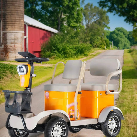 Haoweih 4-Passenger Senior Electric Golf Cart With Lithium Battery, 650W Motor, Durable Ego Vehicle parked on rural path.