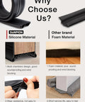 Comparison of Kick Those Drafts Hella Durable Silicone Door Draft Stopper and foam seal, highlighting materials and features.