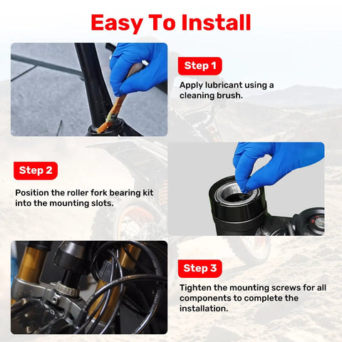 OEM Headset Fork Bearing Kit For Tuttio Soleil01 Electric Bike Replacement, Sealed Dustproof Bearings For Smooth Steering, No Wobble Performance, Ride Ready Reliability On Daily Rides And Rugged Trails, installation steps