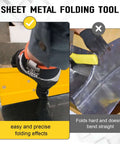 12 Inch Sheet Metal Bender Tool For Duct Bending And HVAC Projects with dual folding depth, showing easy, precise folds in metal.