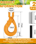 Beefy Heavy Duty Grade 80 Self Locking Hooks 3/8 Inch Steel Clevis 7100 Lb Load Rating Lifting And Tie Down Pack Of 2