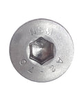 Close-up of M8-1.25 X 35mm Flat Head Socket Cap Screws With Allen Drive DIN 7991 A2-70 Stainless Steel, top view
