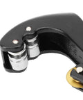 Close-up of Pro Grade Tubing Cutter for 4 to 32mm pipes, alloy steel and aluminum body, showing cutting wheel and rollers