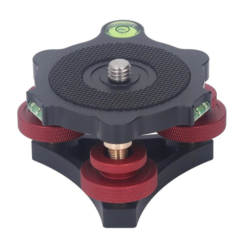 Beefy CNC Leveling Base Vise with bubble levels, black anodized aluminum, red adjustment knobs for precision milling and drilling.