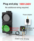 Industrial Led Traffic Stop Light With Bright Red And Green Lenses Plug And Play Toggle Switch For Loading Bays showing power switch and plugs.