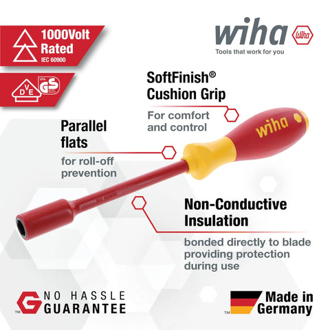 Insulated Cushion Grip Nut Driver Set Pro Grade 1000 Volt Rated And 10,000 Volt Tested with ergonomic handle and ISO quality.