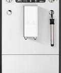 Game Changing Bean To Cup Automatic Coffee Maker With Creamy Frothed Milk And Slick Silver Black Design on display.