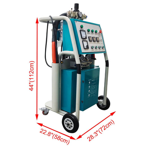 Heavy Duty Polyurethane Foam Spray Machine, High Pressure Pneumatic Sprayer for Construction Waterproofing, 44" tall unit with controls.