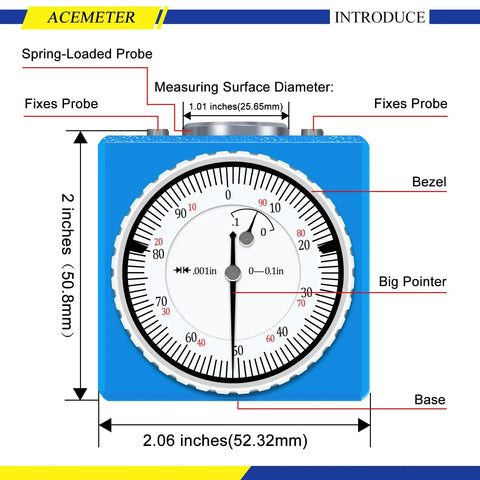 Z Axis Zero Setting Tool 0 To 0.1 Inch By 0.001 Inch Precision CNC Instrument Setter, showing dial gauge with bezel and pointer details.