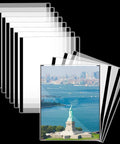 12 Pack Magnetic Sign Holders 8.5 X 11 Inches Rigid Clear Sheet Protectors with a photo of the Statue of Liberty inside one frame