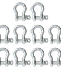 Gang Tough Three Eighths Inch Galvanized Screw Pin Anchor Shackles Ten Pack showing 10 units, designed for lifting and towing use.
