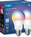 Smart RGBW A19 Bulbs With 16 Million Colors And Dimmable White Tunable 2500K To 6500K 800 Lumen CRI Over 90 2.4GHz WiFi Only No Hub Required Compatible With Alexa And Google Home 2 Pack 60W Equivalent on decorative box