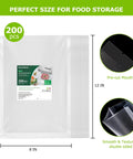 Precut Vacuum Sealer Bags 8x12 Inches Pro Grade BPA Free Textured Embossed Thick For Storage And Sous Vide Cooking