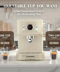 20 Bar Espresso Machine With Milk Frother Steam Wand For Latte And Cappuccino 2 In 1 Espresso Maker displayed in kitchen