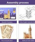 Big Ben 3D Wooden Puzzle Kit For Adults Easy To Build And Satisfying To Finish Laser Cut Wood Model That Makes A Dope Gift For Family And Friends And A Stylish Home Decor Piece, 220-piece kit with parts and instructions