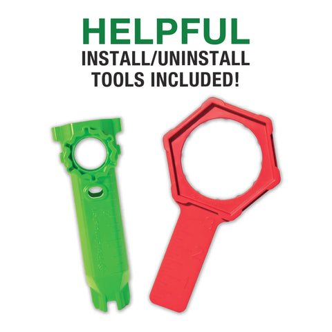 PerforMAX 2 Inch Everything Toilet Repair Kit with install tools, showcasing green and red plastic tools for easy installation.