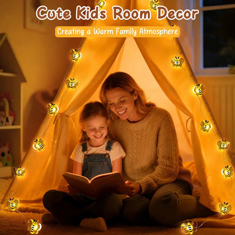 Bee String Lights For Bedroom Decor 10ft 30 LED Honeybee Fairy Lights Battery Operated Cute Bee Lights To Level Up Your Room Vibe Bedroom Dorm Classroom Wedding Party Gift Idea For Women Men Teens Kids