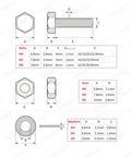 Front view of YEEZET 620pc stainless steel bolt, nut, and washer assortment with M4/M5/M6 sizes and diagrams.