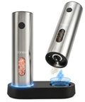 Xinkor Electric Salt And Pepper Grinder Set With Usb Rechargeable Charging Base, stainless steel mills, touch sensor, cordless use.