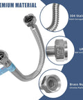 2 Pack 1 Inch Flexible Water Line And Water Heater Hose 1 FIP To 1 FIP 24 Inch Stainless Steel Corrugated Connector details