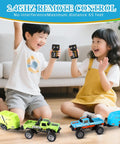 Mini RC Truck 1 To 64 Scale Monster Truck With Lights 2.4GHz Remote Control Car And Trailer Adjustable Speed And Steering Blue Edition