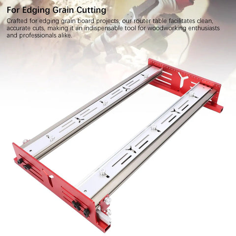 Red and silver Slab Flattening Router Sled for Woodworking Aluminum Alloy Slab Jig with edging guide
