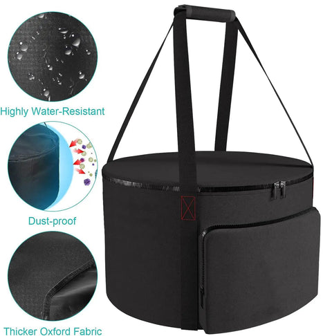 Beefy Heavy Duty Water Resistant Carrying Bag for 19 Inch Outdoor Propane Fire Pit and Fire Bowl, with handle and thick Oxford fabric.