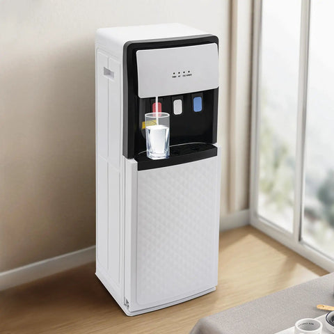 Bottom Load Water Cooler Dispenser With Hot And Cold Water, 1.32 Gal Hot Water And 0.53 Gal Cold Per Hour in a modern kitchen