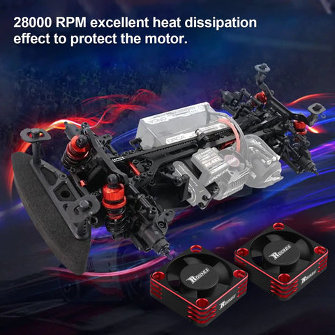 Heavy Duty 30mm RC Motor Cooling Fan with Heatsink, 28,000 RPM ESC Cooler For 540 550 Brushless Motors, Black Red design