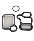VVT VTEC Solenoid Gasket Valve Cover Set 3 Piece Fits 2002 2015 Honda CR V Accord Element Civic Si Fit Crosstour RSX TSX RDX Acura Models Oil Seal Kit To Stop Leaks And Keep Engine Oil Clean, showing two gaskets and one O-ring.