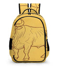Vintage Bull Line Drawing Printed Unisex Backpack With Large Capacity Durable Polyester Daypack for school travel in front view