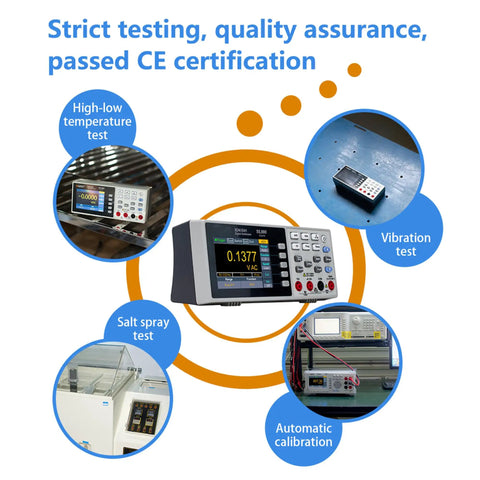 Strict testing of Handy Portable 3.5-Inch 55000-Count True RMS Digital Multimeter With Clear LCD Display showing various tests