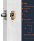 Specifications for Pack Of Six Matte Black Electronic Keypad Deadbolt Door Lock with Auto Lock and Touch Control showing dimensions.