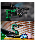 6DOF Robot Arm Kit With AI Visual Recognition Board For Raspberry Pi 4B 4G 8G Rad For Makers And Coders Learn Coding Hands On Projects Self Learning Drawing Imitation And Creative Automation, green metal arm on table